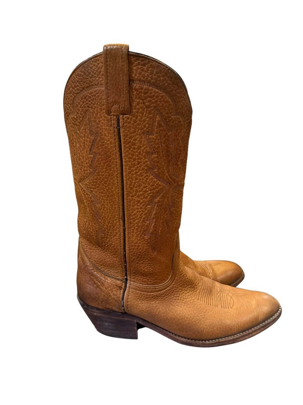 Vintage Miller Stockman Cowboy Boots Men’s 11D Tan Pebbled Leather Western